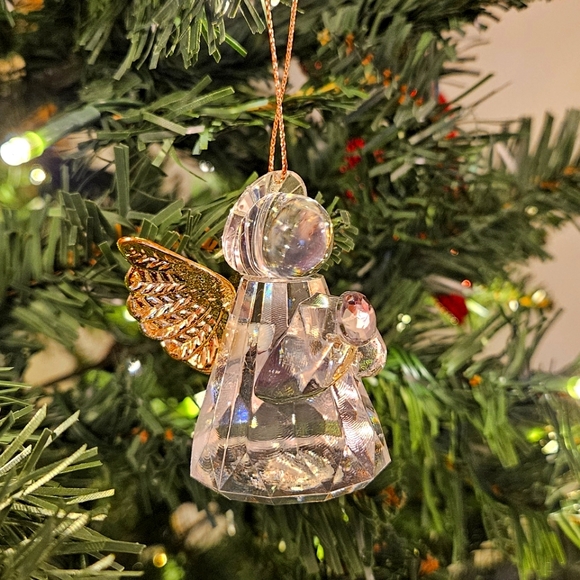 Clear and Gold Angel Ornament for Christmas Tree - Picture 4 of 4